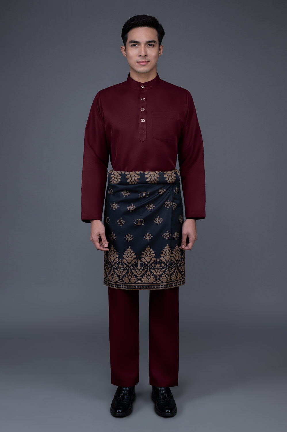 RR BASIC Baju Melayu Cekak Musang Set in Maroon