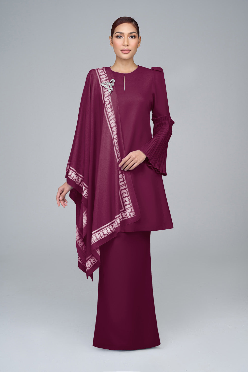 BASIC Pahang Pleated in Maroon '25