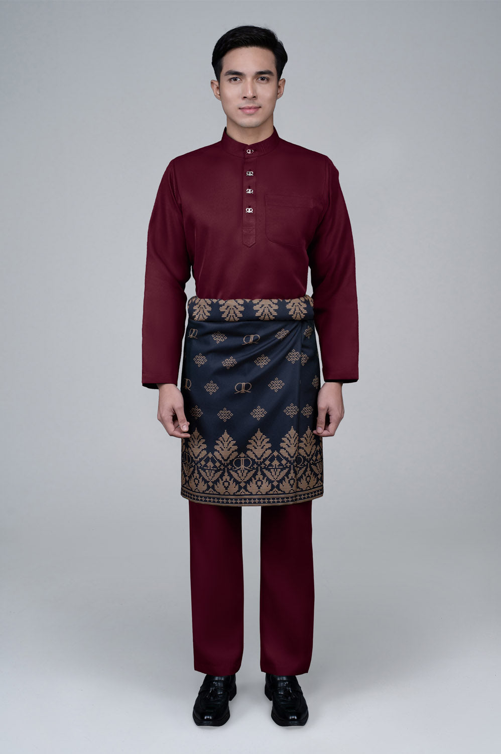 RR BASIC Baju Melayu Cekak Musang Set in Maroon '25