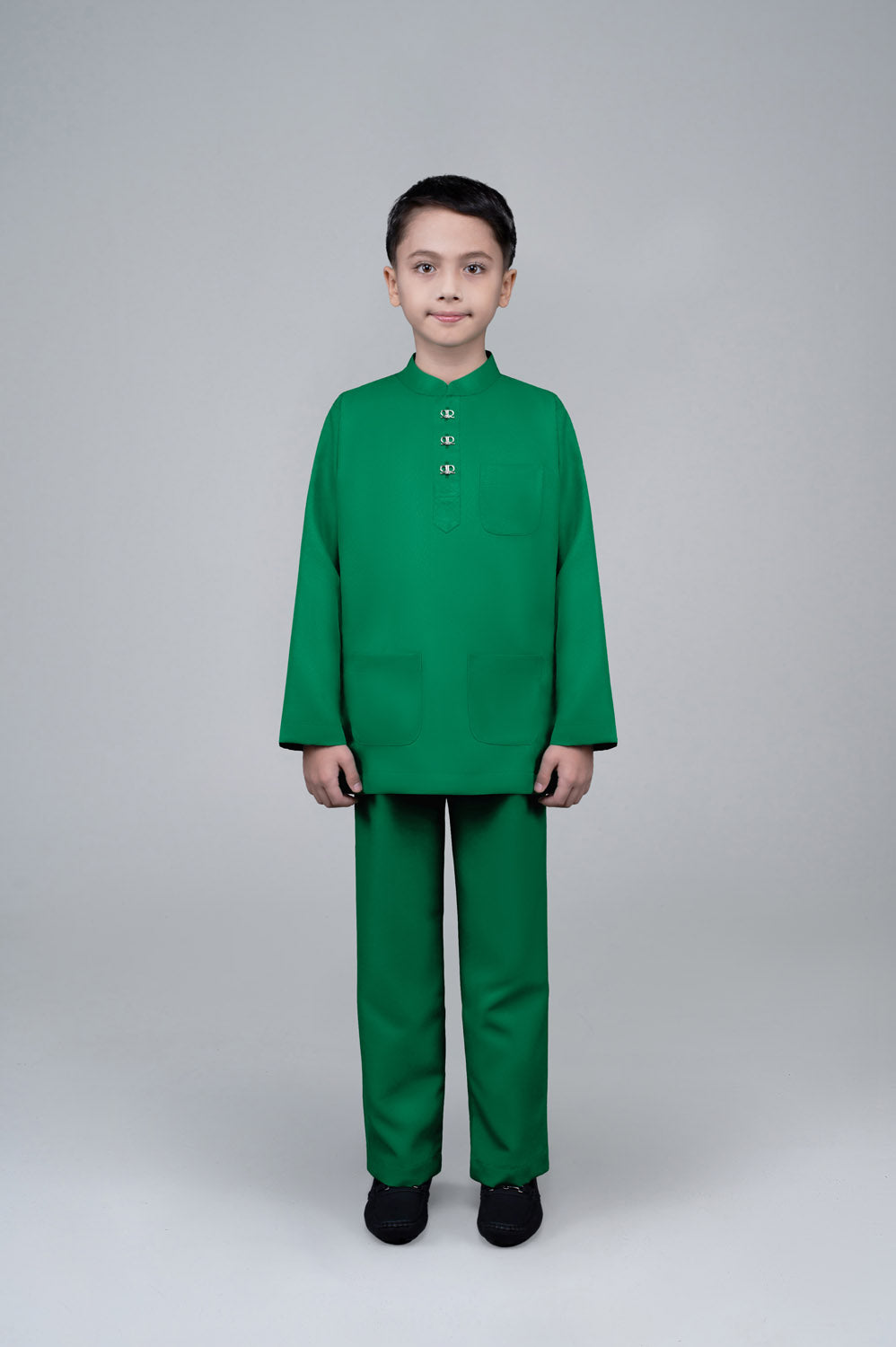 RR BASIC Baju Melayu Cekak Musang Boy in Emerald Green '25