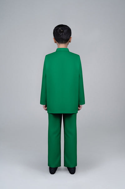 RR BASIC Baju Melayu Cekak Musang Boy in Emerald Green '25