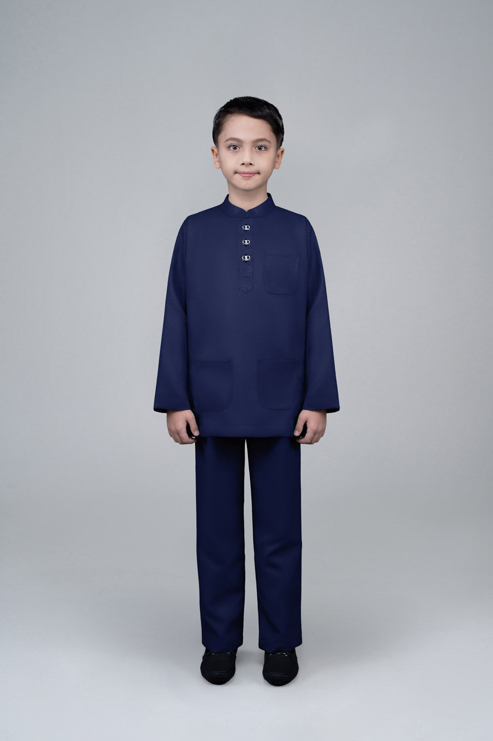 RR BASIC Baju Melayu Cekak Musang Boy in Navy Blue '25