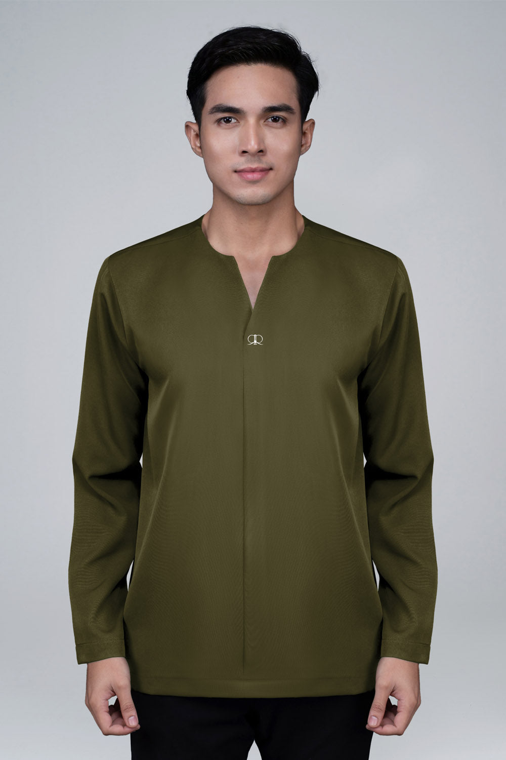 RR BASIC Plain Kurta Top in Olive Green '25