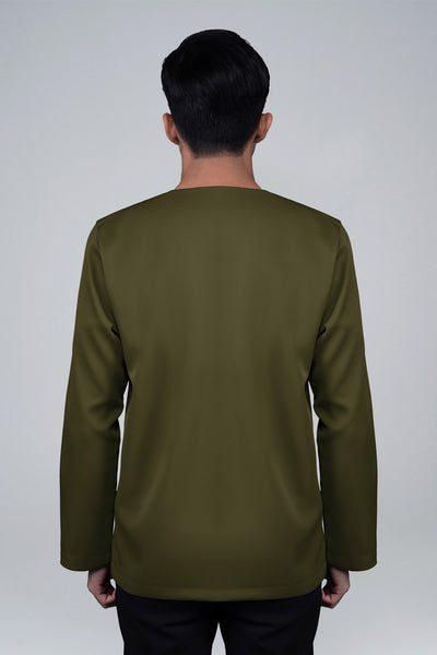 RR BASIC Plain Kurta Top in Olive Green '25