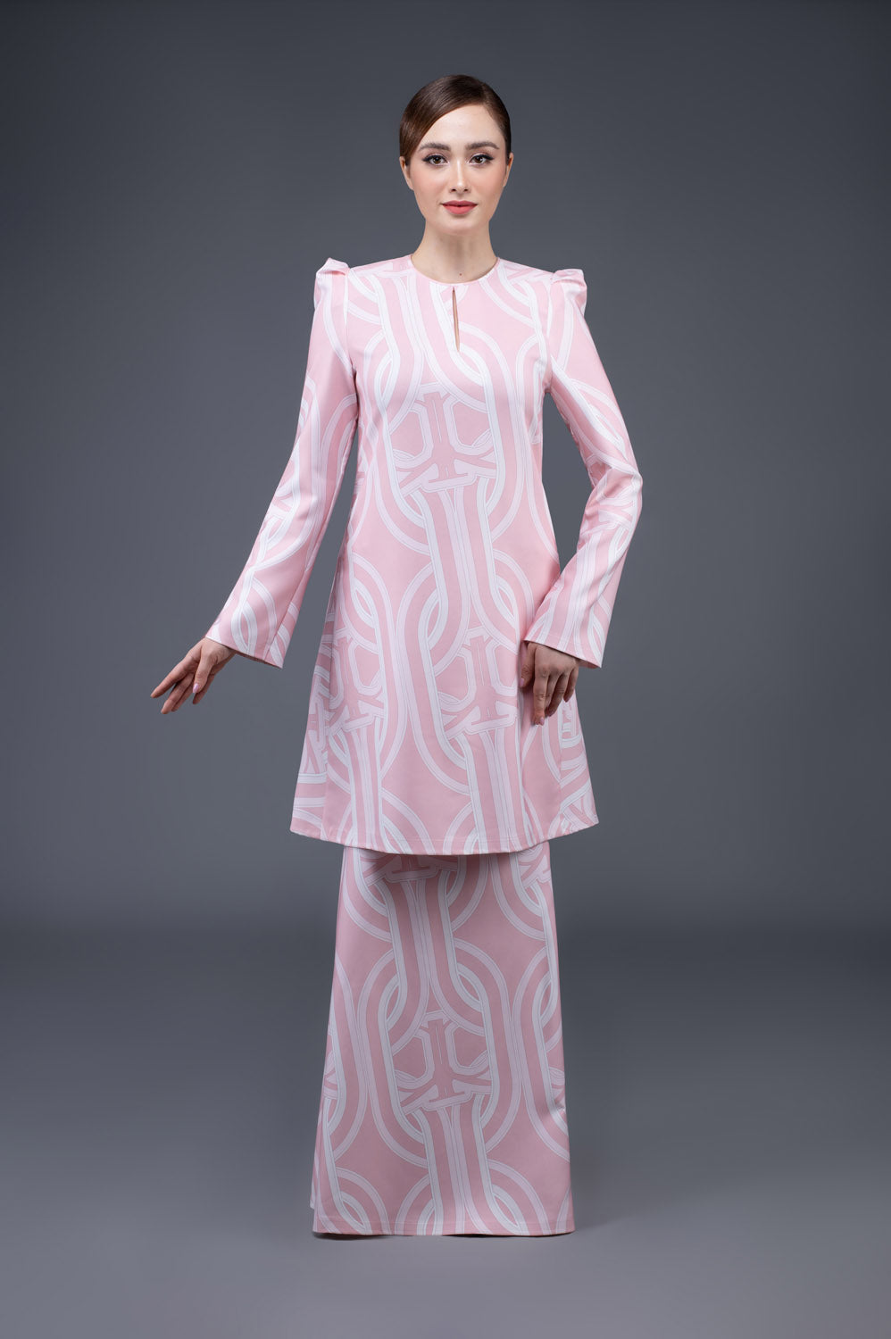 RR Baju Kurung Pahang Chain in Blush Pink