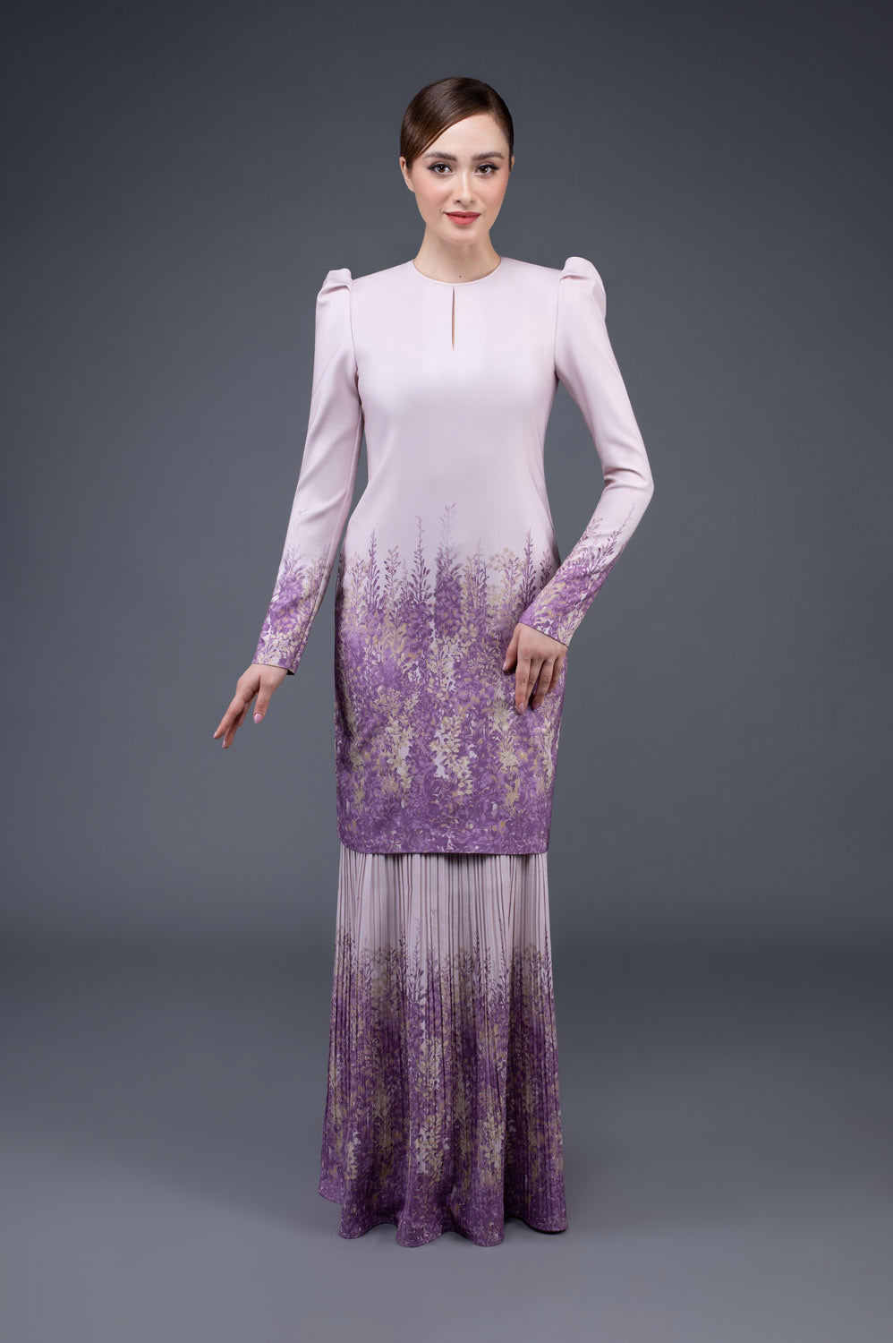 RR Baju Kurung Modern Pleated Lavender in Lilac