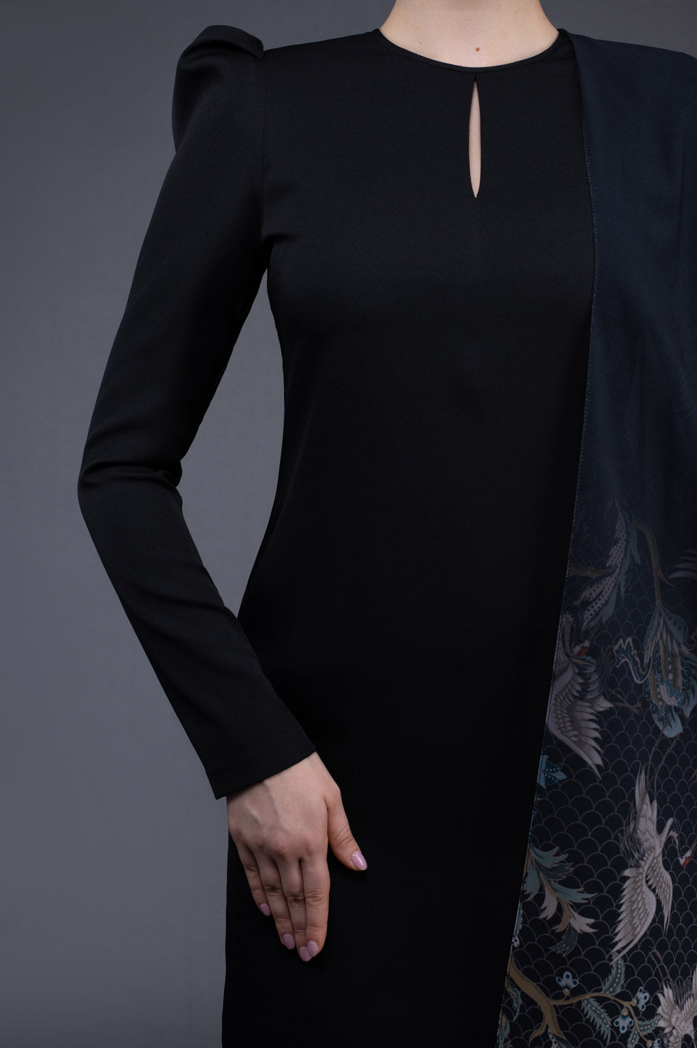 RR Baju Kurung Modern Oriental Shawl Set in Black RR by RIZMAN RUZAINI
