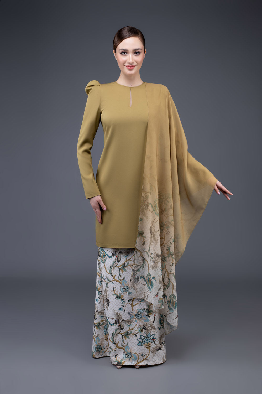 RR Baju Kurung Modern Oriental Shawl Set in Mustard