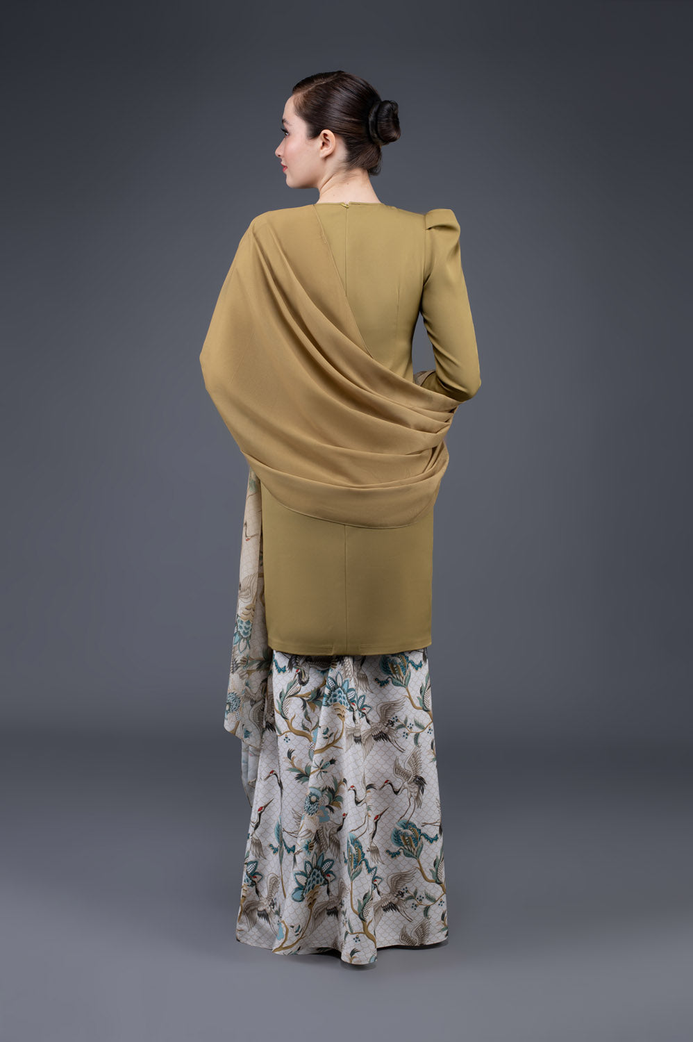 RR Baju Kurung Modern Oriental Shawl Set in Mustard