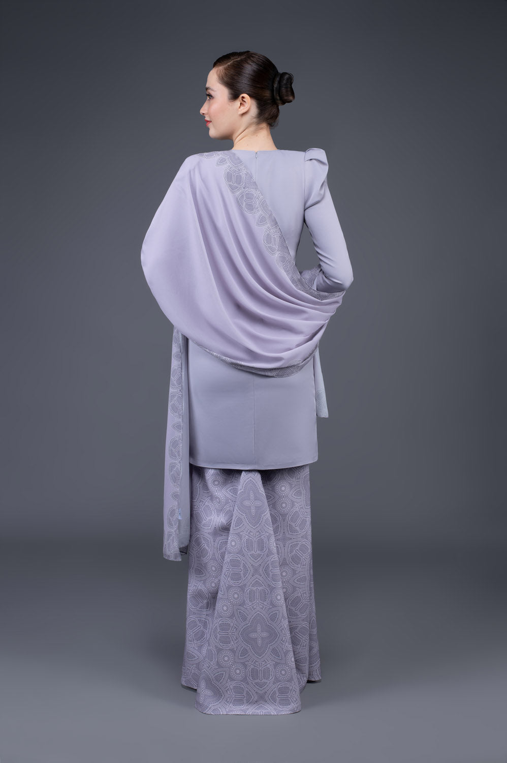 RR Baju Kurung Modern Tibet Shawl Set in Lilac